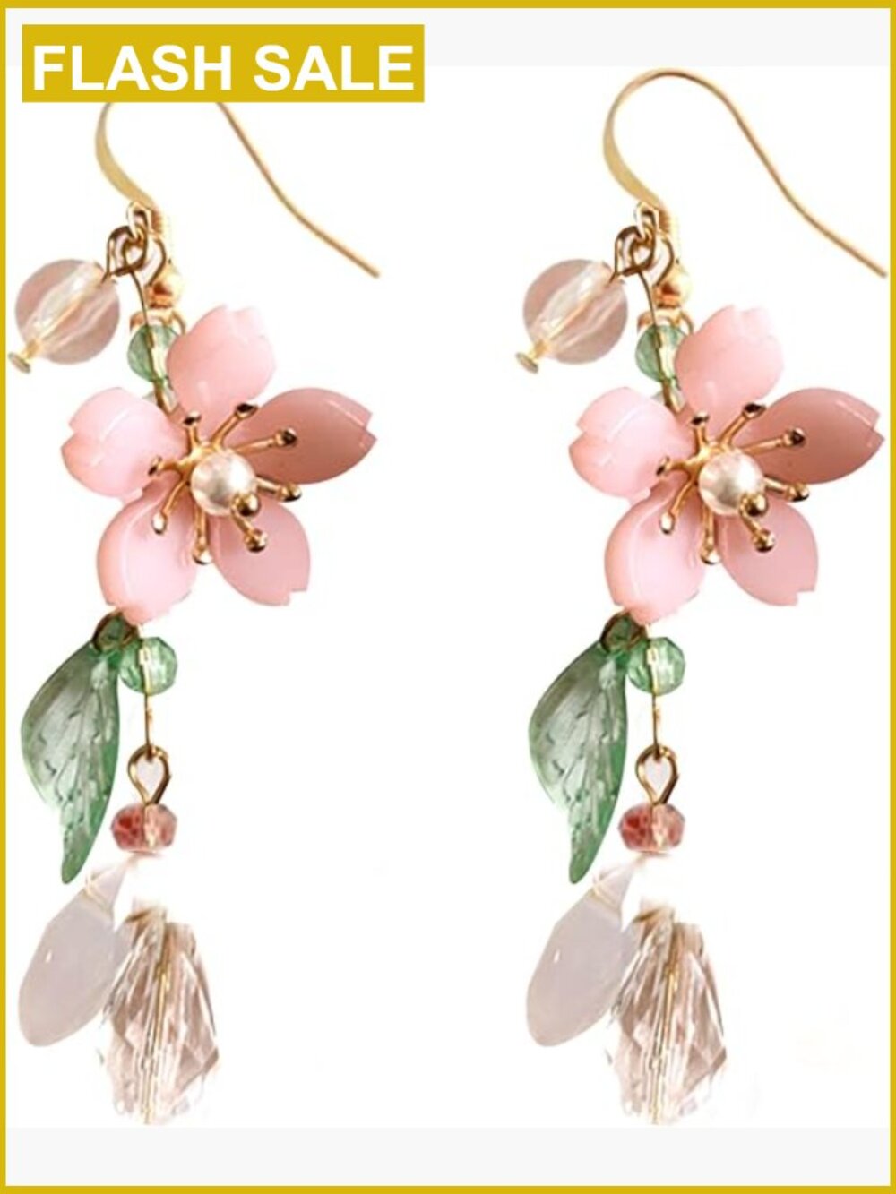 Asymmetrical Flower Dangle Earrings - Statement Fairy Style